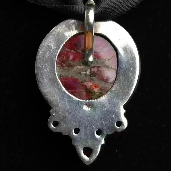 Stunner that shifts in LIGHT .925 Sterling Silver With 5 Garnet stones & Jasper - Picture 10 of 16